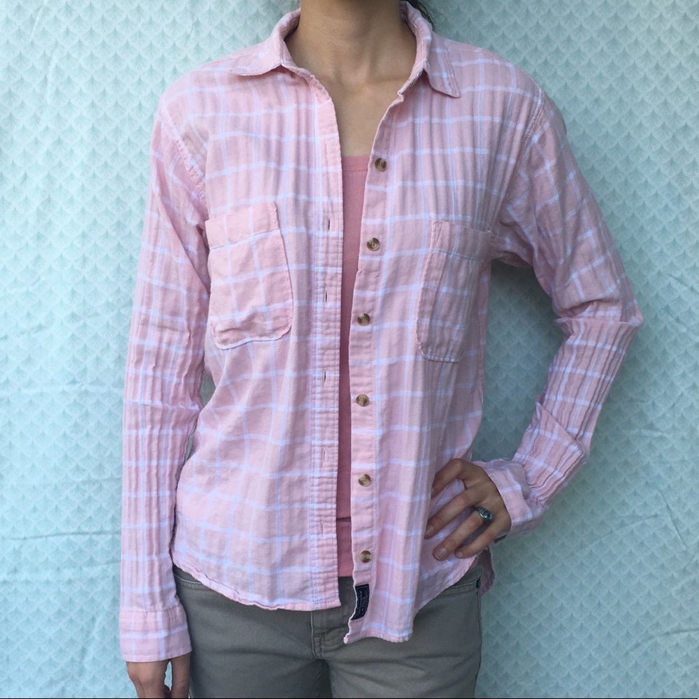 Abercrombie &Fitch boyfriend XS flannel shirt pink